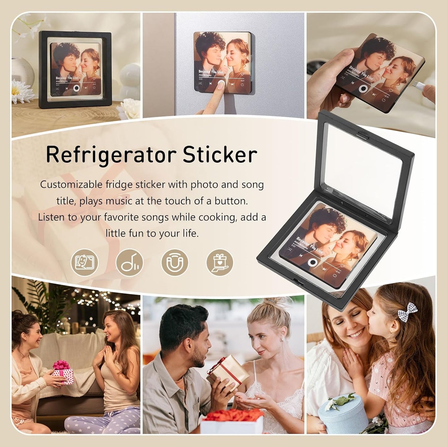 Personalized Photo + Music Fridge Magnet