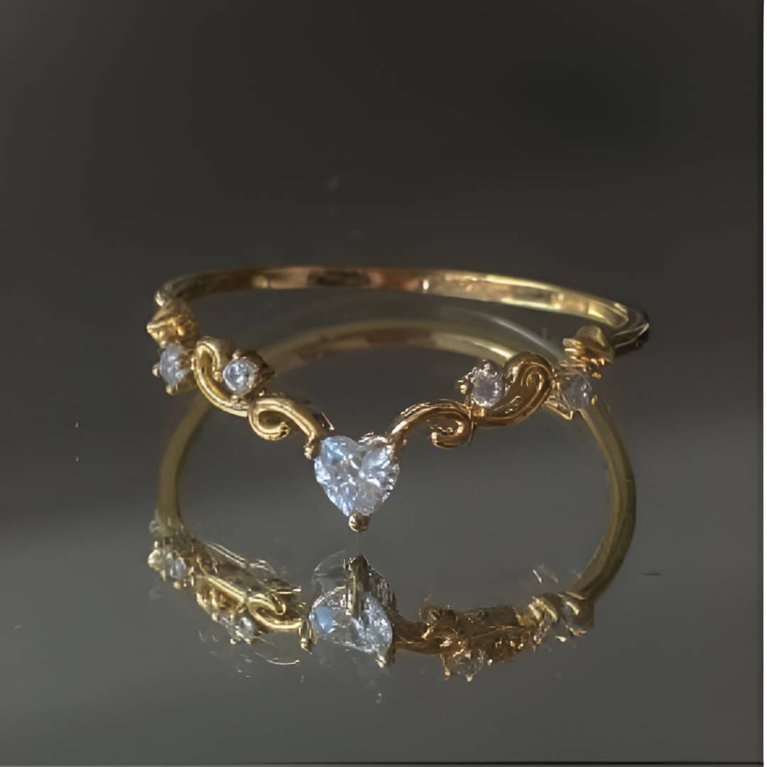 Heart Crown Gold Ring