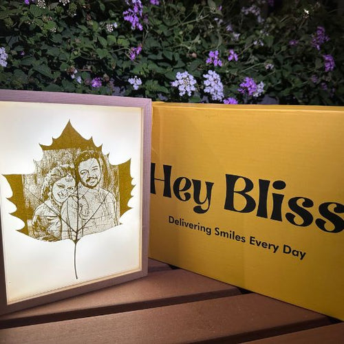 Leaf Engraving With Light Wooden Frame