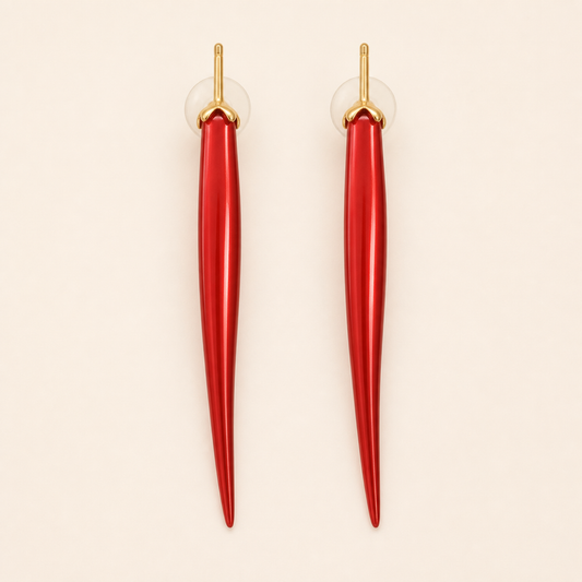Crimson Curve Drop Earrings hero view