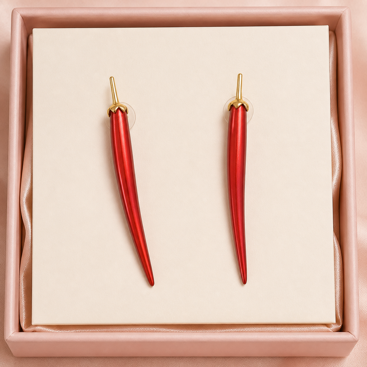 Crimson Curve Drop Earrings gift presentation