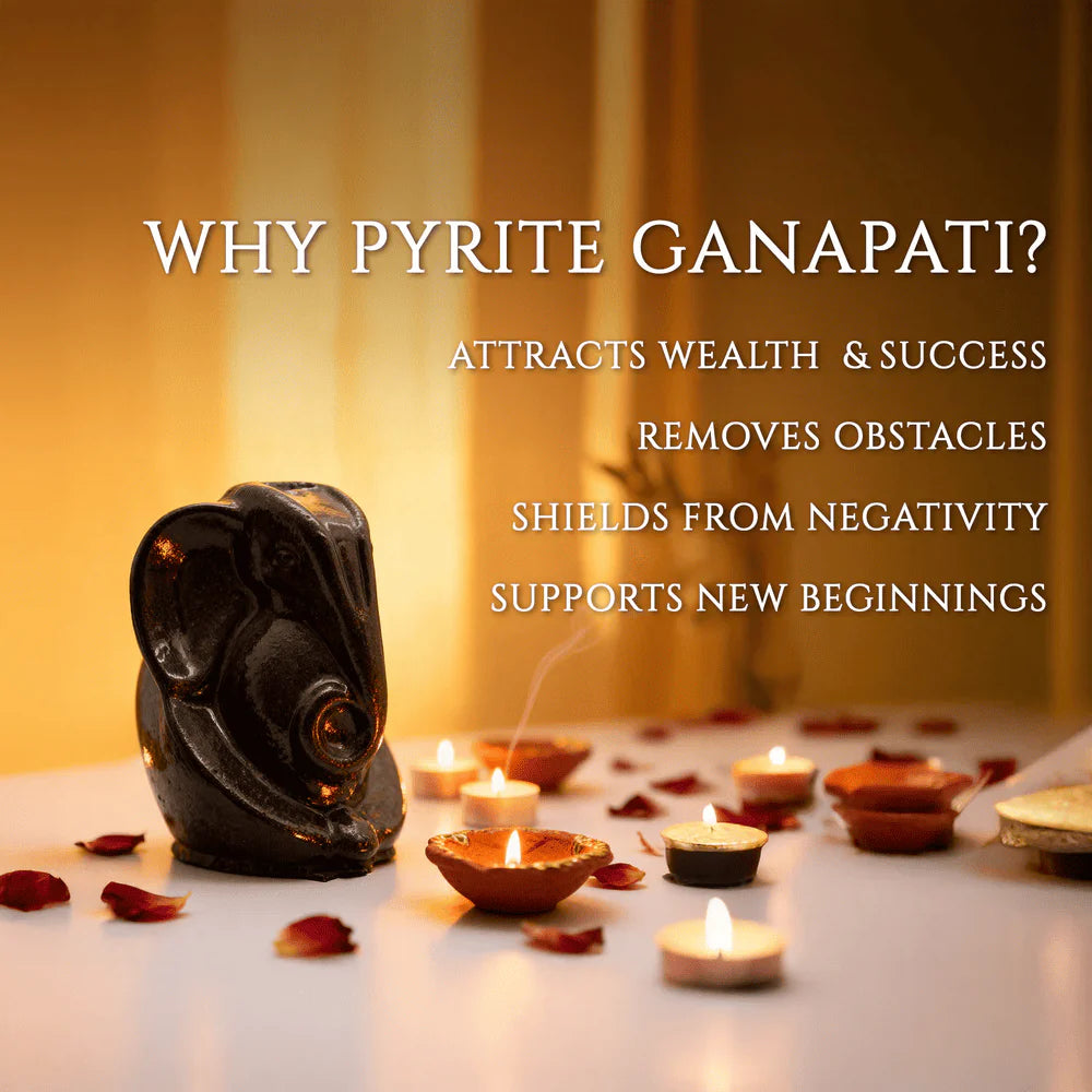 Pyrite Ganesha With Selenite Bowl