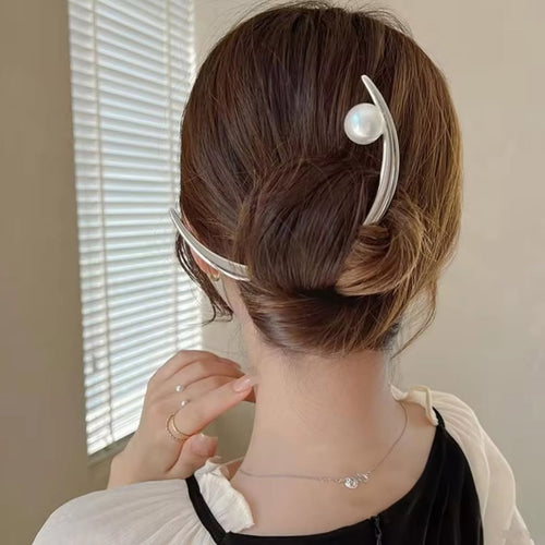 Crescent Moon Pearl Hairpin