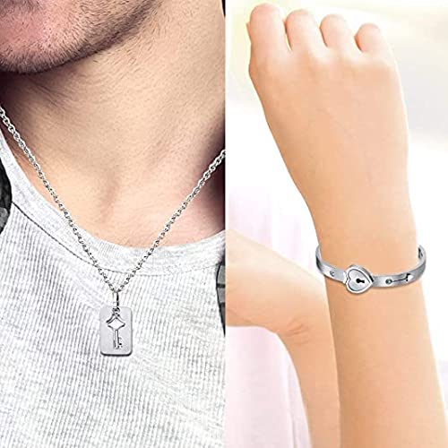 Heart Lock & Key Bracelet Set