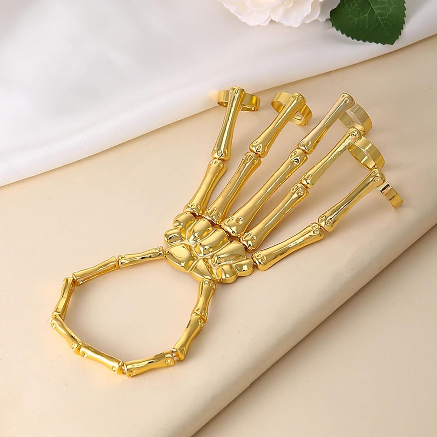 Skeleton Hand Harness Bracelet Ring Set
