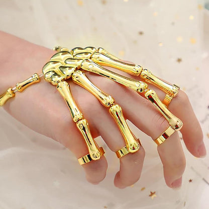 Skeleton Hand Harness Bracelet Ring Set