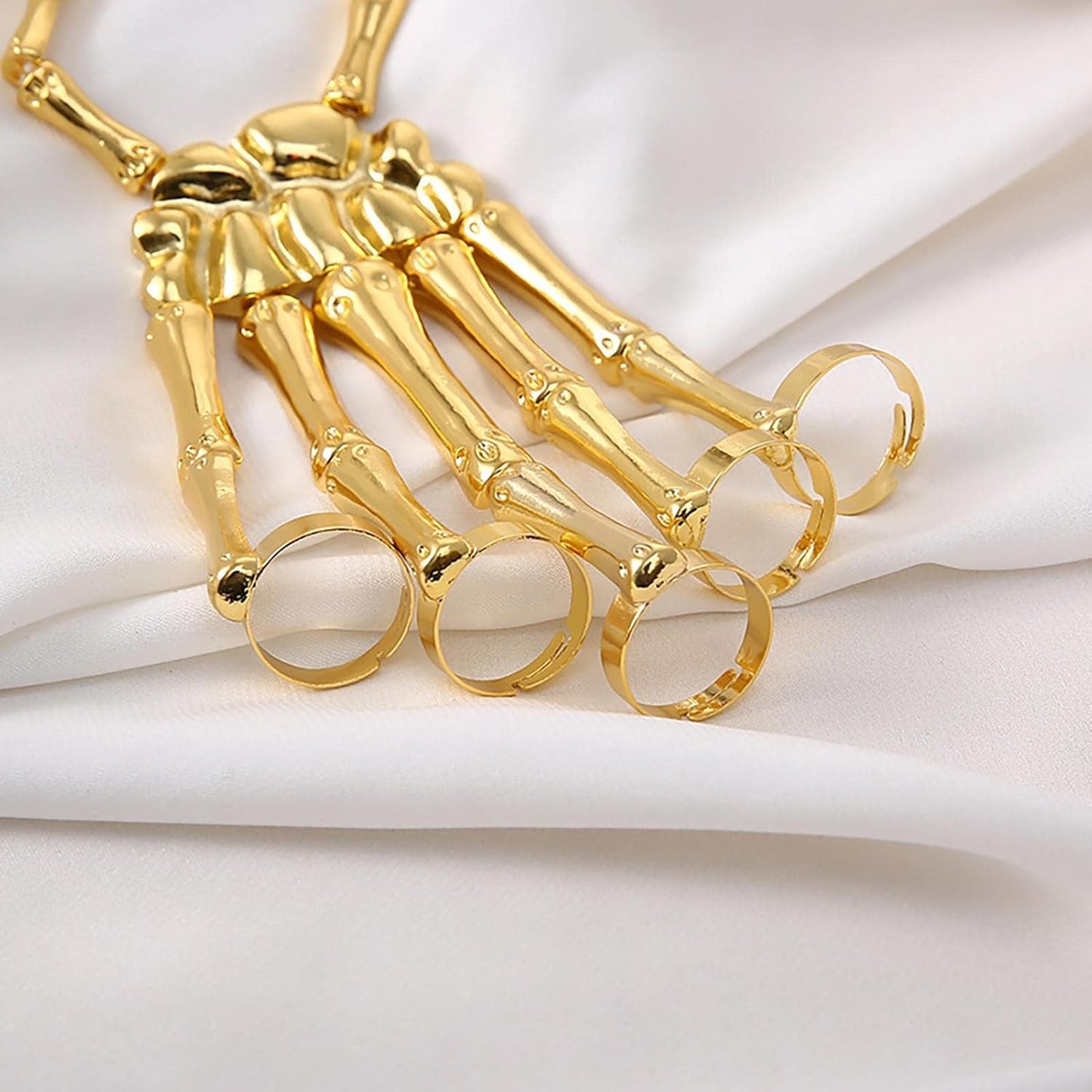 Skeleton Hand Harness Bracelet Ring Set