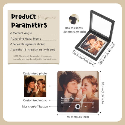 Personalized Photo + Music Fridge Magnet