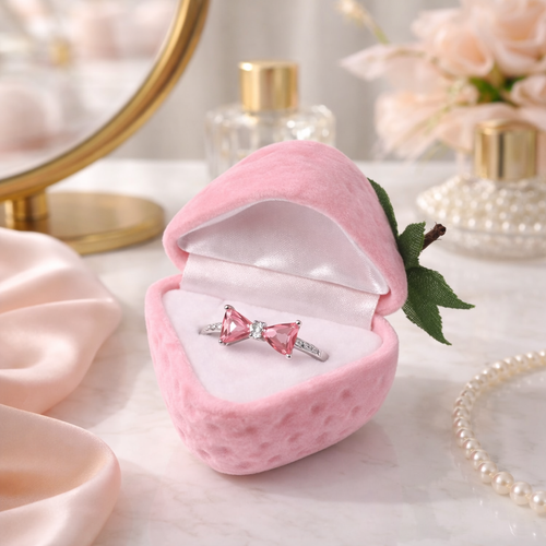 Strawberry Box With Bow Ring