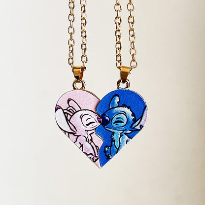 Angel & Stitch Heart Necklace