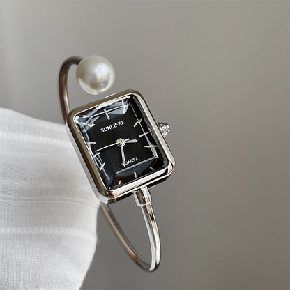 Square Pearl Bangle Watch