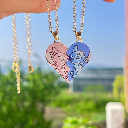 Angel & Stitch Heart Necklace