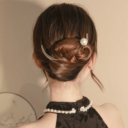 Crescent Moon Pearl Hairpin