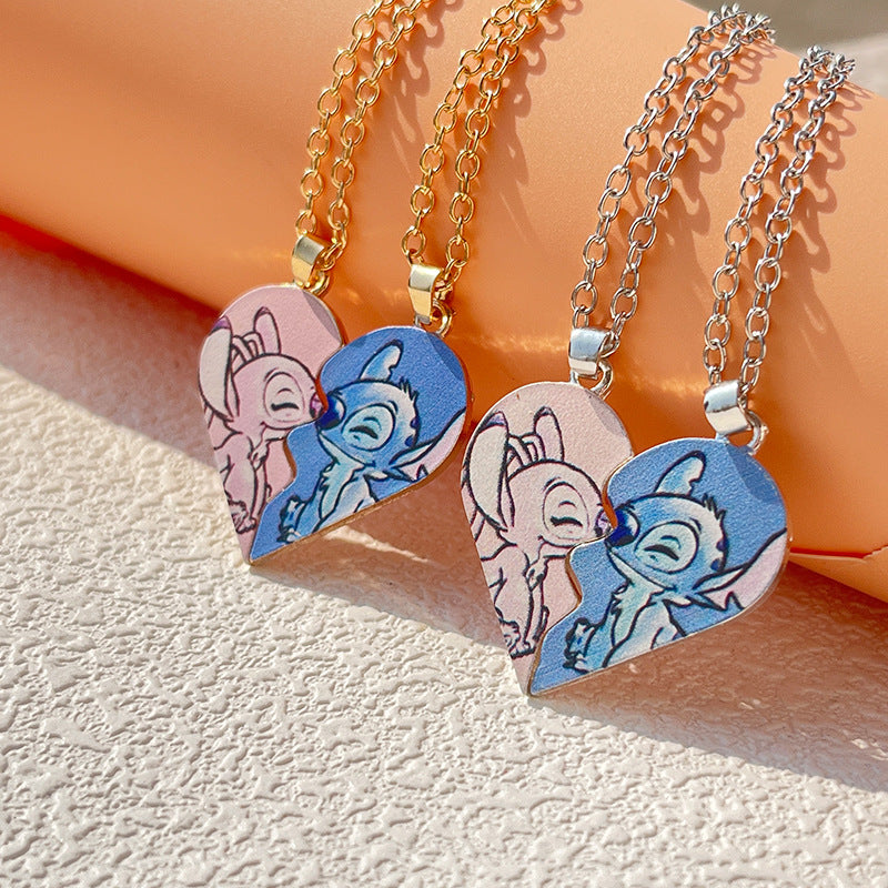Angel & Stitch Heart Necklace