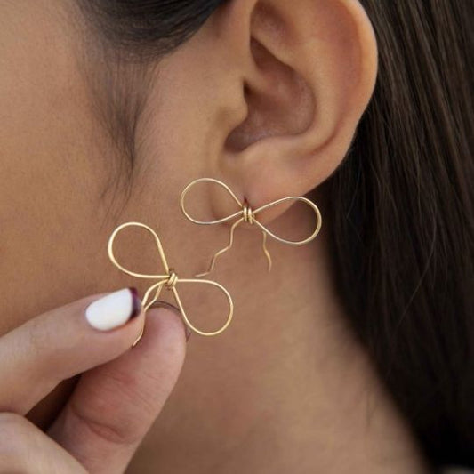 Gold Wire Bow Earrings