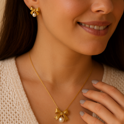 Bow Pearl Set