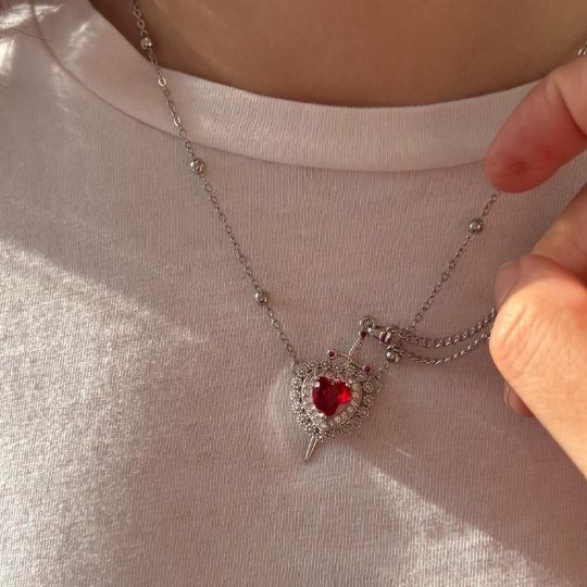 Heart and Sword Necklace