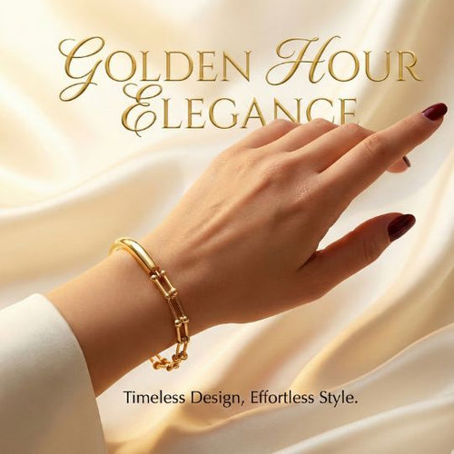 Gold Curved Chain Bracelet