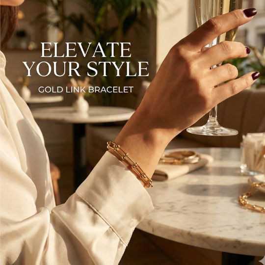 Gold Curved Chain Bracelet