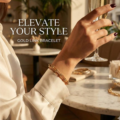 Gold Curved Chain Bracelet