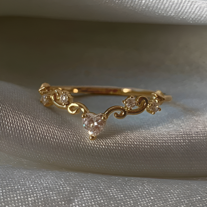 Heart Crown Gold Ring