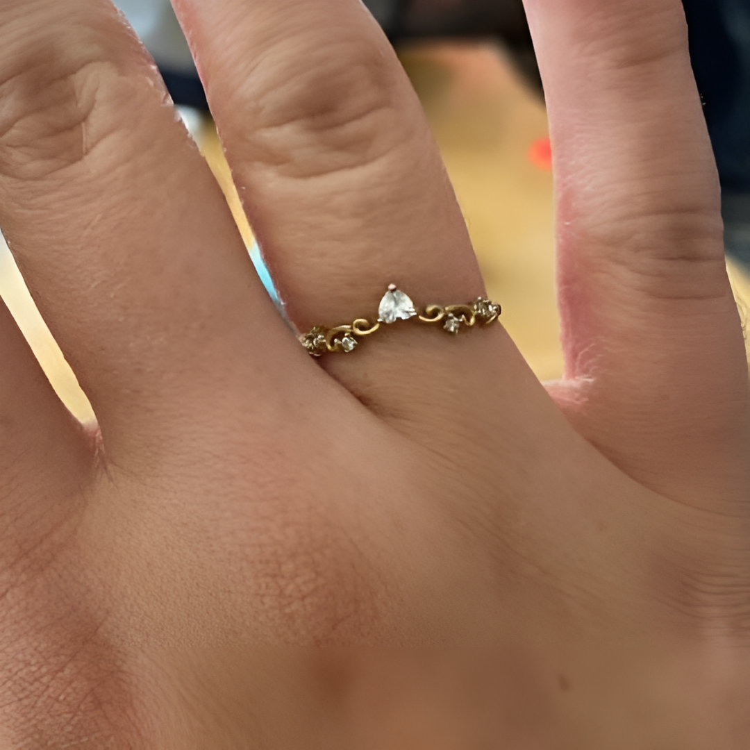 Heart Crown Gold Ring
