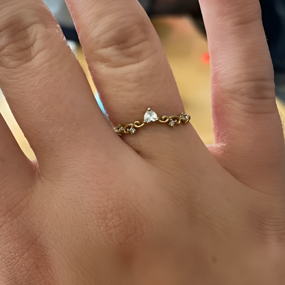 Heart Crown Gold Ring