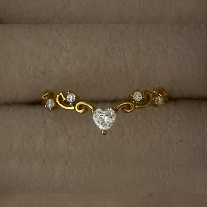 Heart Crown Gold Ring