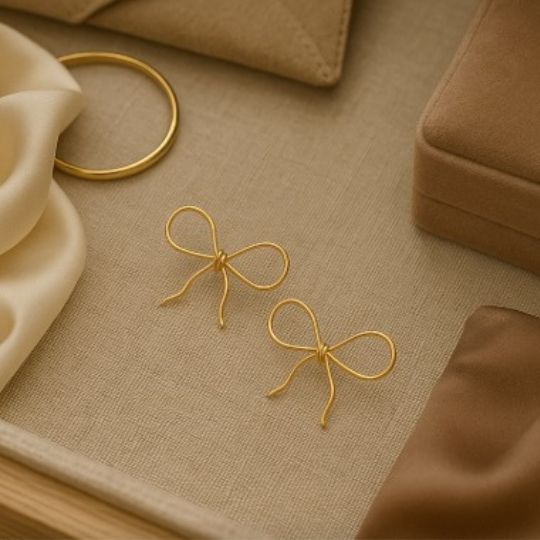 Gold Wire Bow Earrings