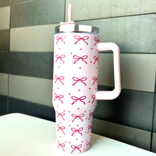 Pink Bows with Hearts Tumbler (1200 ML)