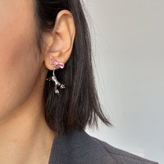 Pink Bow Cat Jewelry Set