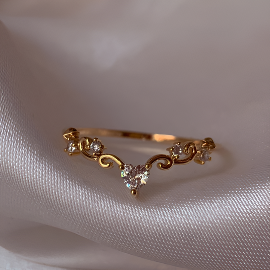 Heart Crown Gold Ring
