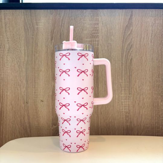 Pink Bows with Hearts Tumbler (1200 ML)