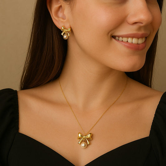 Bow Pearl Set