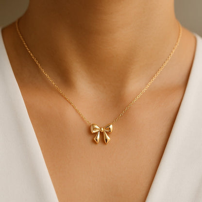 Golden Bow Jewelry Set (Chain + Earrings)