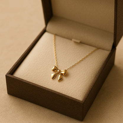 Golden Bow Jewelry Set (Chain + Earrings)