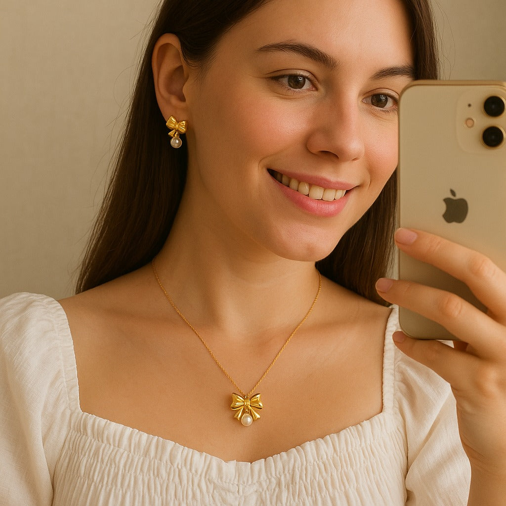 Bow Pearl Set