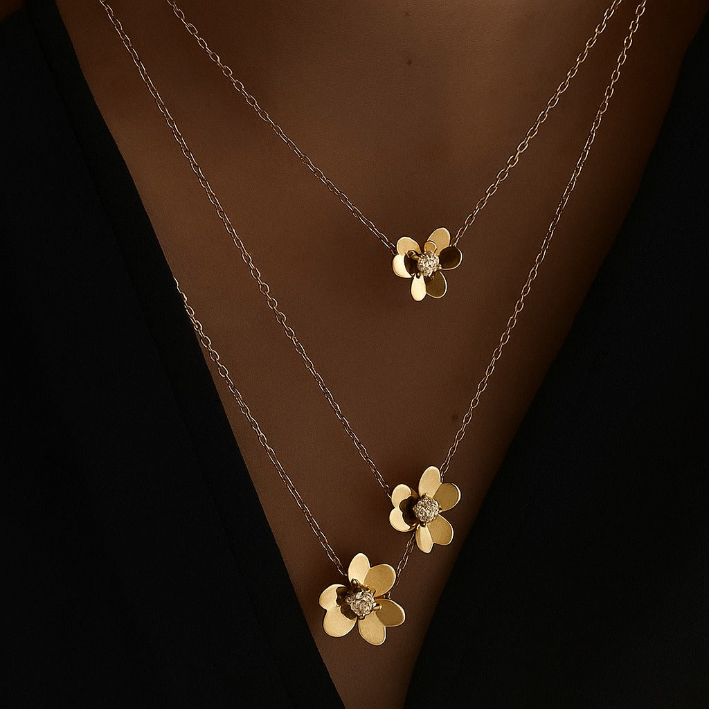 3 Layer Floral Pendant & Bracelet