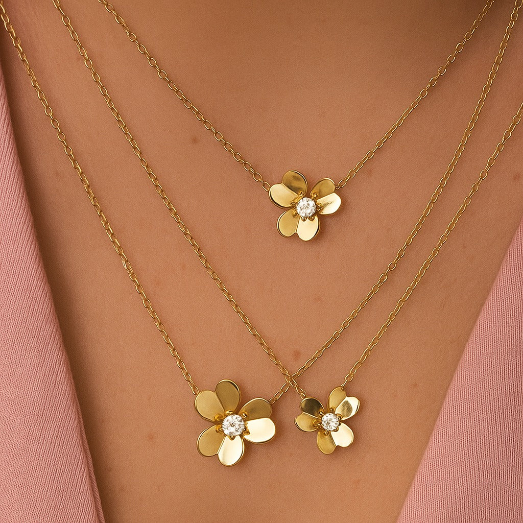 3 Layer Floral Pendant & Bracelet