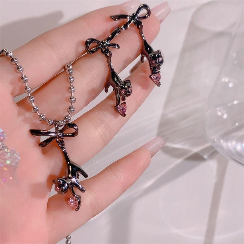 Pink Bow Cat Jewelry Set