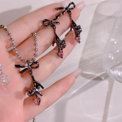 Pink Bow Cat Jewelry Set