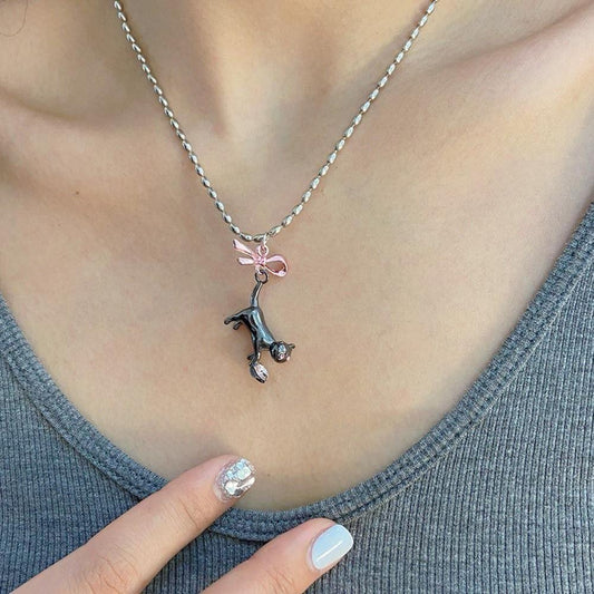 Pink Bow Cat Jewelry Set