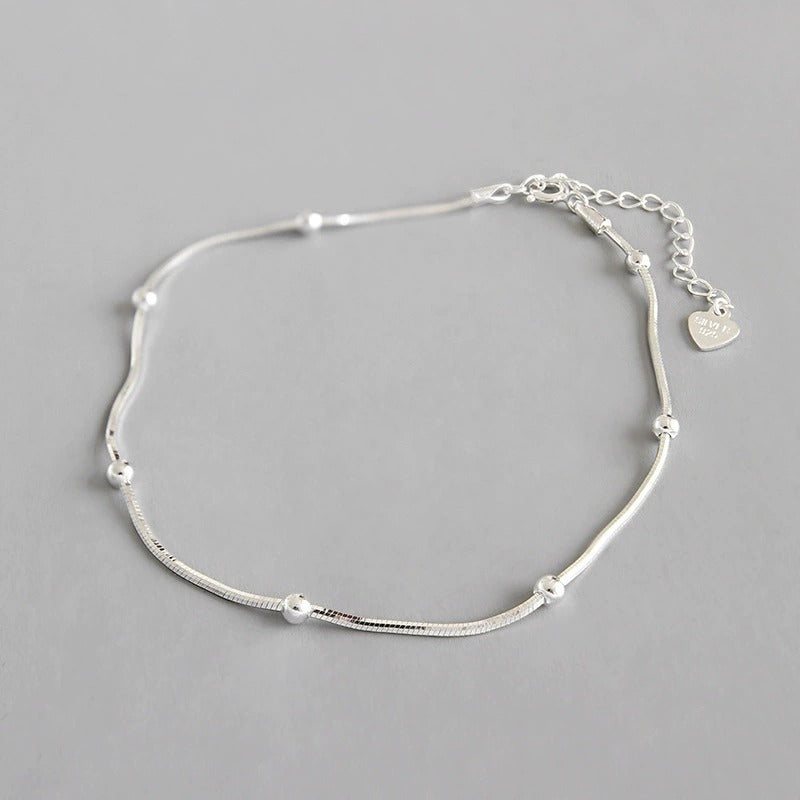 Dainty Silver Ball Anklet