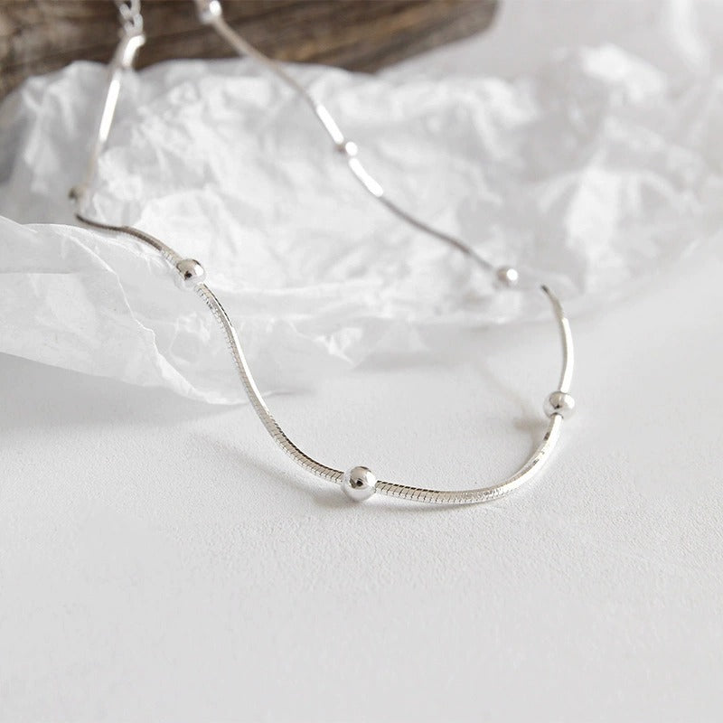 Dainty Silver Ball Anklet