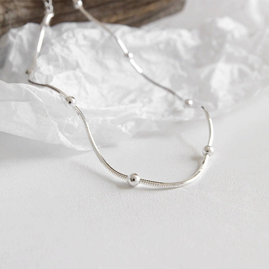 Dainty Silver Ball Anklet